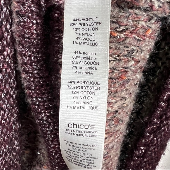 Chico's Sweater long sleeve cozy multi color striped wool blend Size Chico 1 - Picture 6 of 7